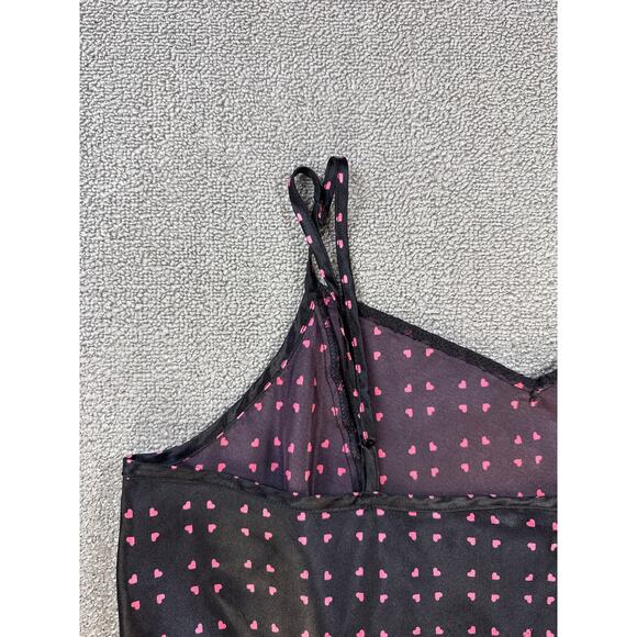 APT. 9 Slip Dress Satin Mini Lingerie Heart Print Black Pink Size XL - Picture 6 of 8